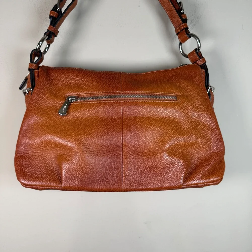 S-Zone Ombre Cognac Brown Pebbled Leather Hobo Shoulder Bag